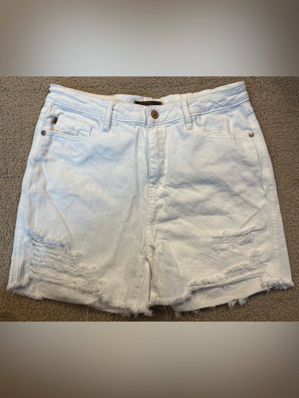 Judy Blue White Distressed Denim Jean Shorts